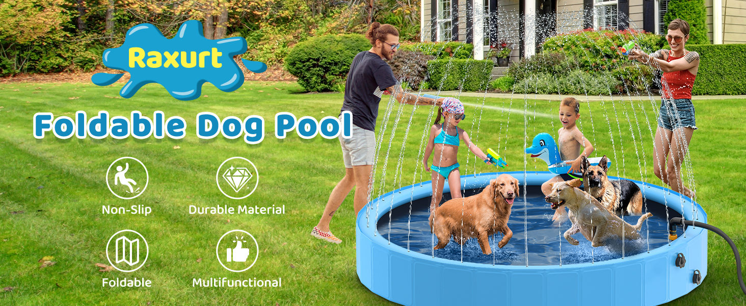 jardinite Piscine pour Chien Pliable avec Sprinkler