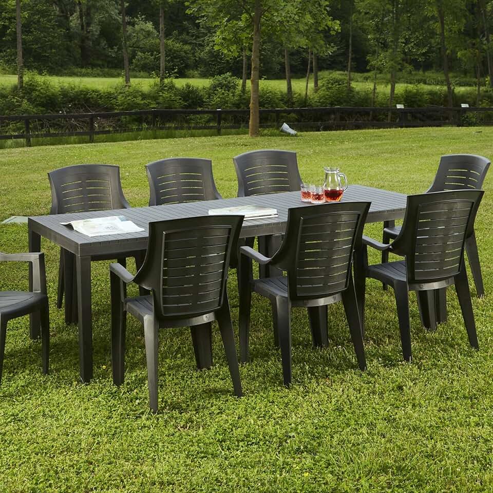 jardinite - Susa série - 150x90x72 cm - table extensible de jardin anthracite