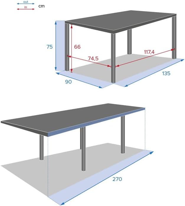 jardinite - Piazza extensible - 185/245x100 cm - aluminium verre trempé 10 places