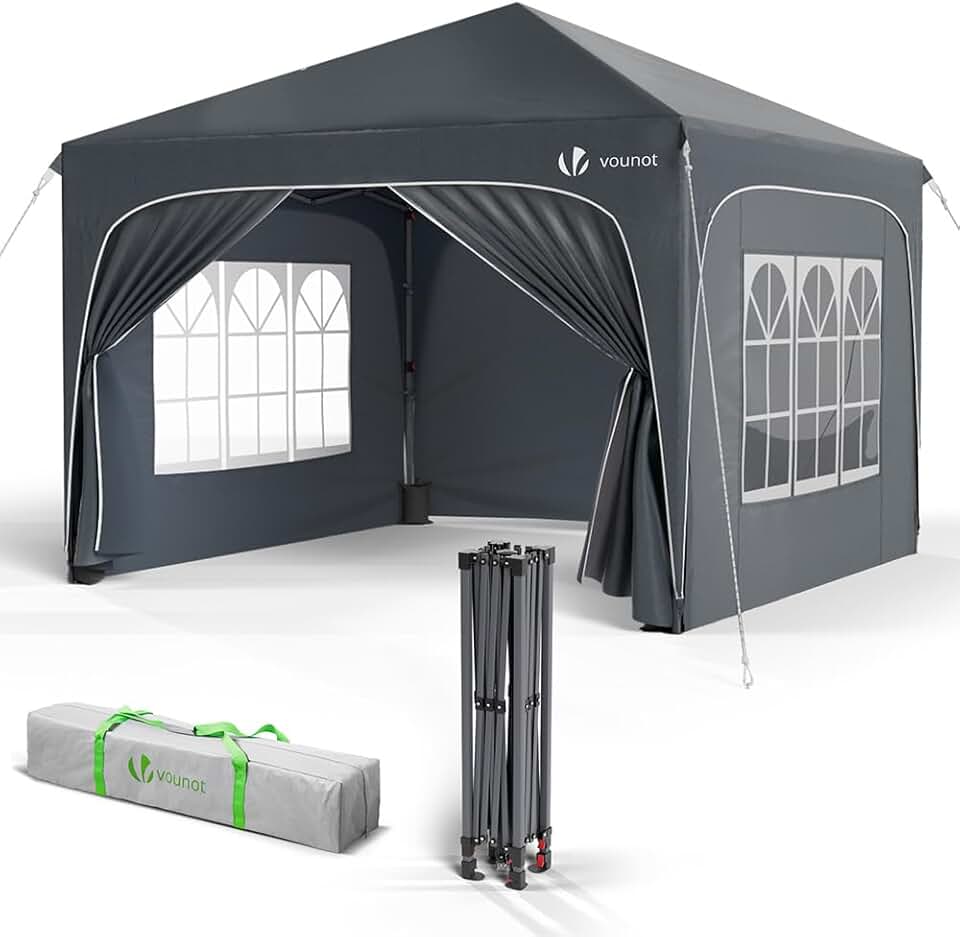 jardinite - tonnelle pliante série jardin 3x3m, anti-UV, imperméable, hauteur réglable, sac transport