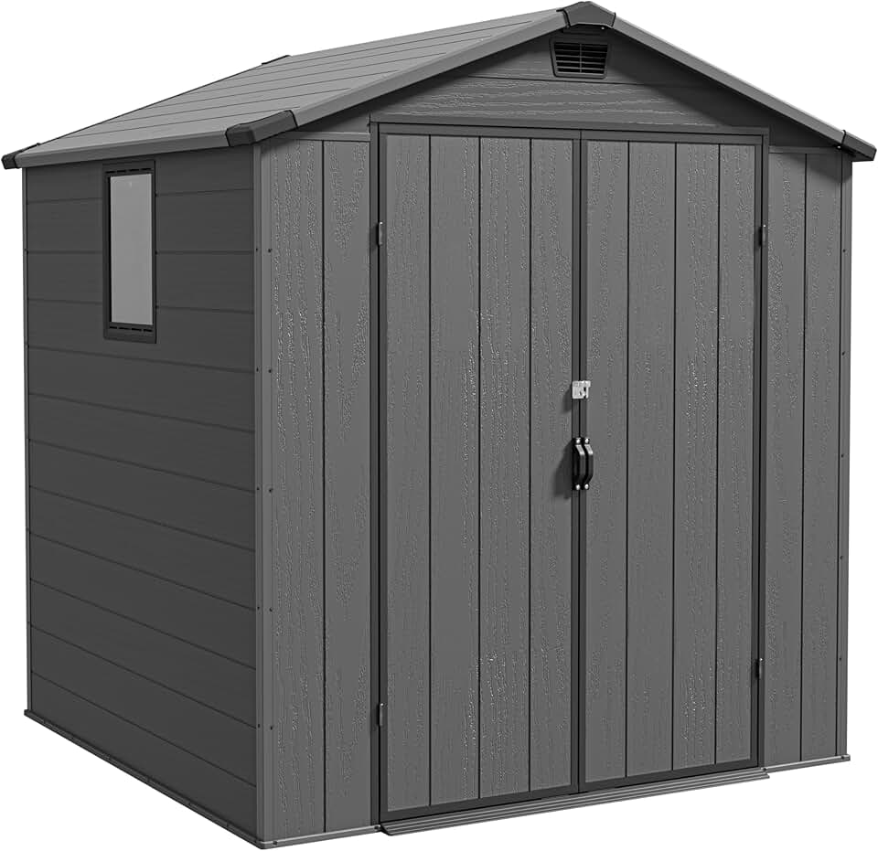 jardinite - abri de jardin plastique 1,8x1,8m, porte verrouillable, résistant intempéries