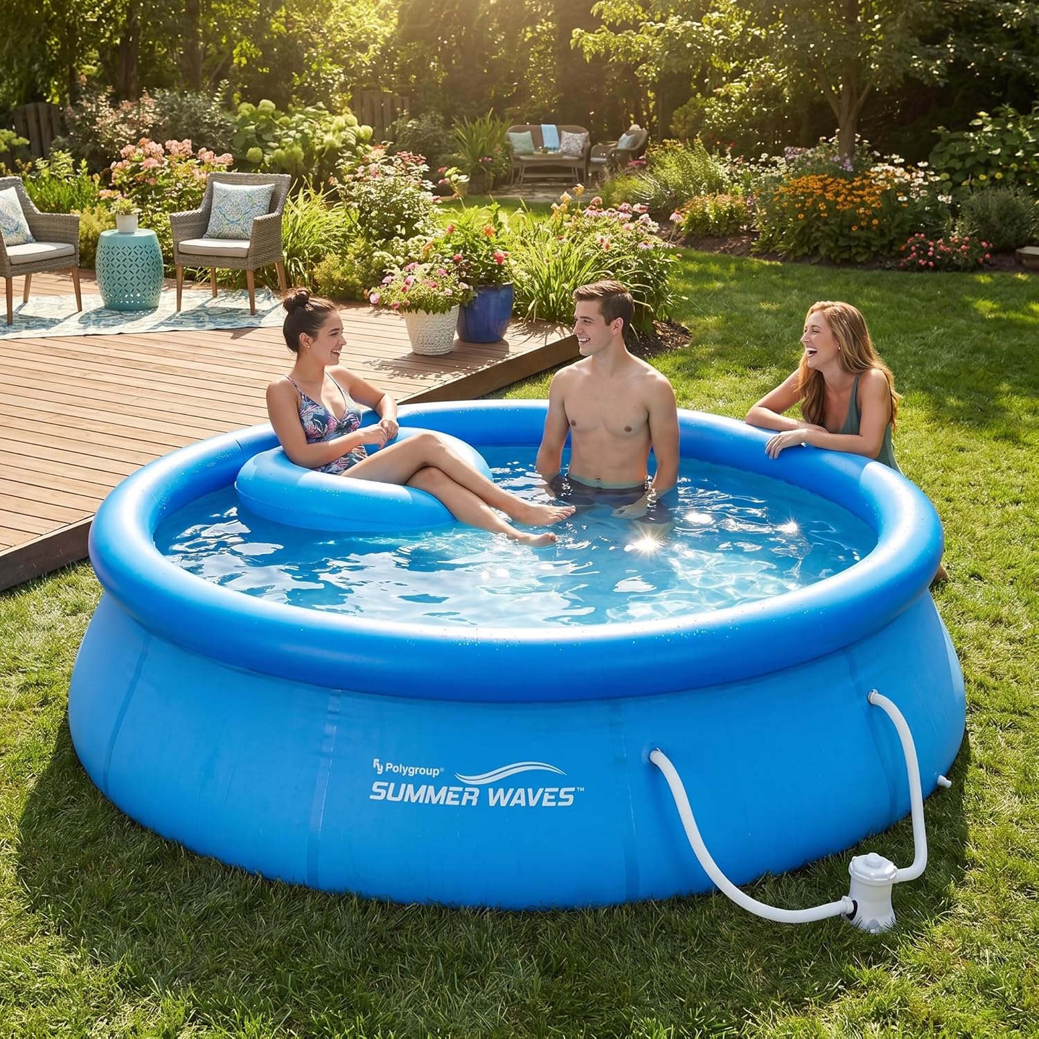 jardinite Piscine de 366 x 91 cm, installation rapide, idéale pour la famille, avec pompe de filtration