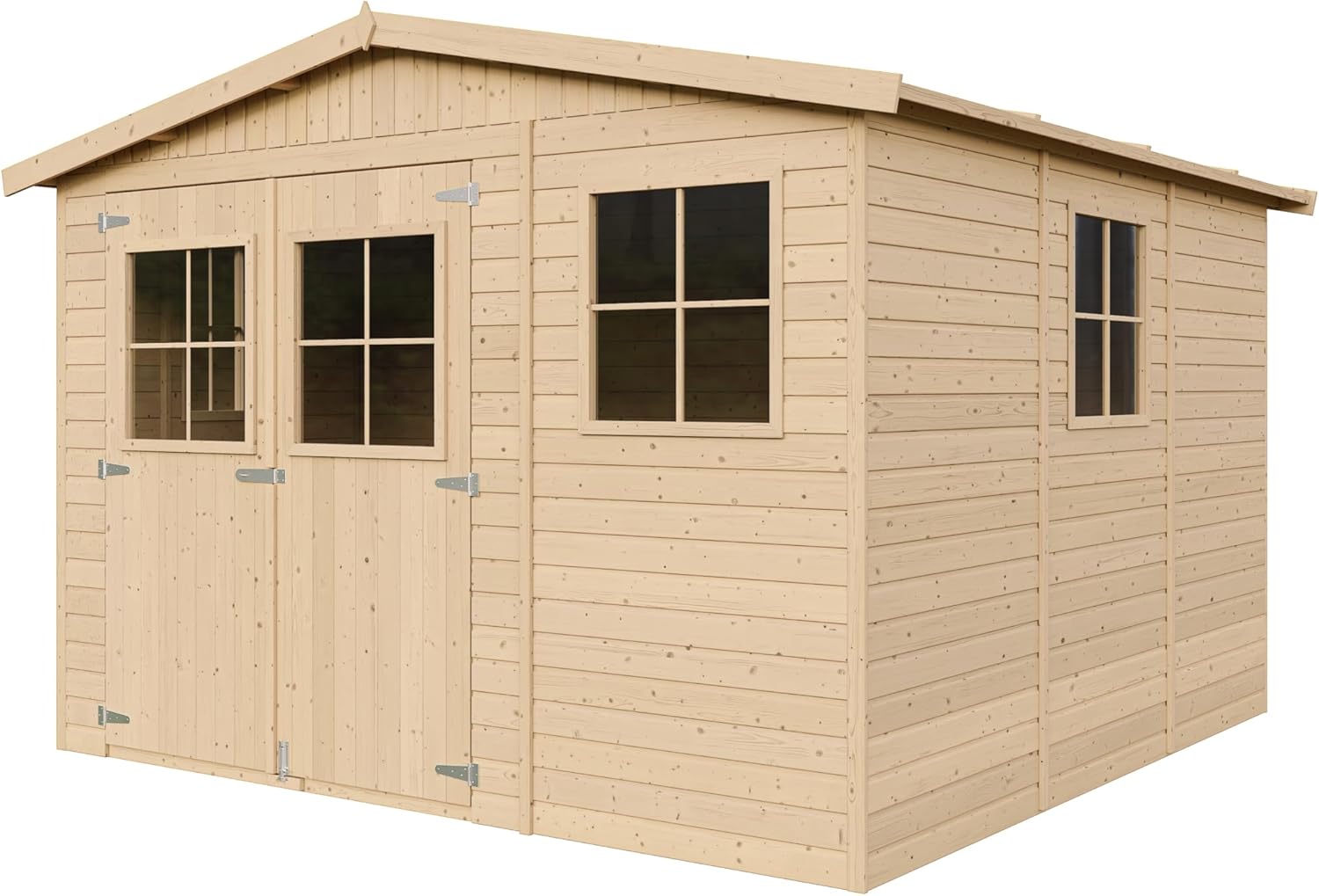 ABRI de Jardin en Bois Exterieur avec Les PLANCHERS IMPRÉGNÉ - Cabane de Jardin en Pin/épicéa- H226x316x324 cm/9 m²-Construction de Panneaux- Rangement pour vélos, Remise à Outils- jardinite M335+M335G