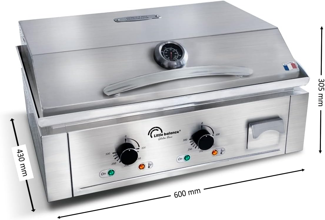 jardinite - Aquitaine Pro Plus - plancha inox 2 zones, couvercle, 3500W - 8473