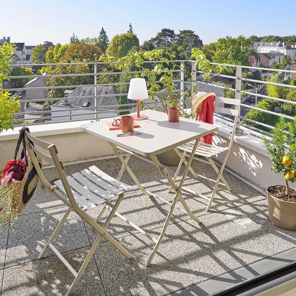 jardinite - Greensboro - 2 places - Table carrée pliante acier époxy renforcé