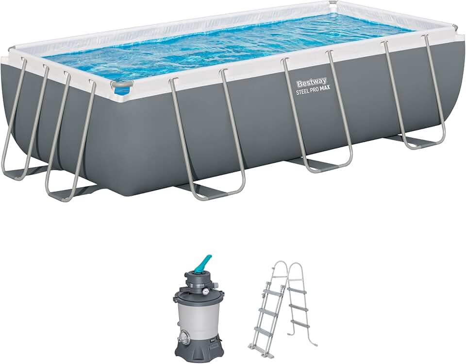 jardinite Steel Pro Max Kit Piscine Hors Sol - 404 cm x 201 cm x 100 cm - Gris