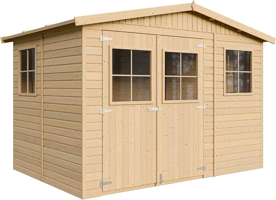 jardinite - abri de jardin bois 6 m², fenêtres, H226x324x216 cm - M334