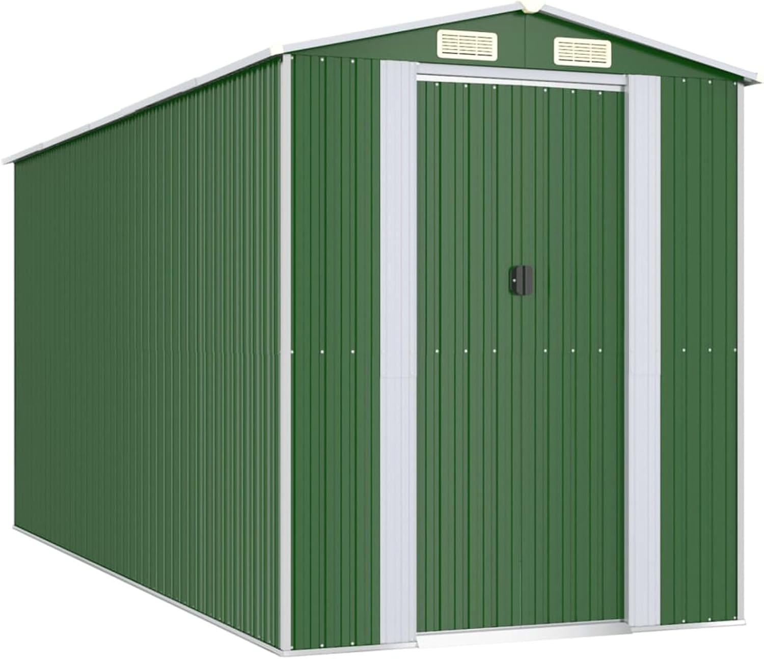 Abri de jardin extérieur en acier galvanisé vert 192 x 440 x 223 cm