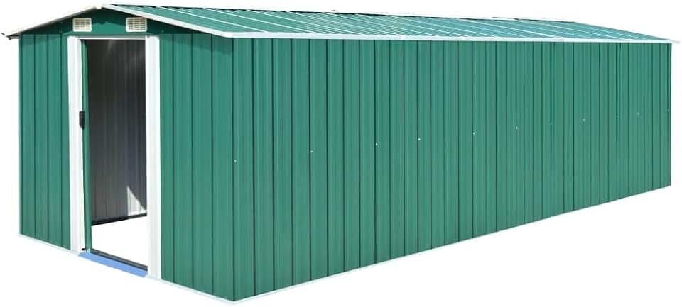 jardinite Abri de jardin extérieur en métal vert 257 x 580 x 181 cm