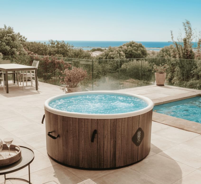 jardinite Helsinki Spa Gonflable - 150 cm de diamètre - 800 litres - Moteur 2240 W - 2 à 4 Personnes - Massage 140 Jets