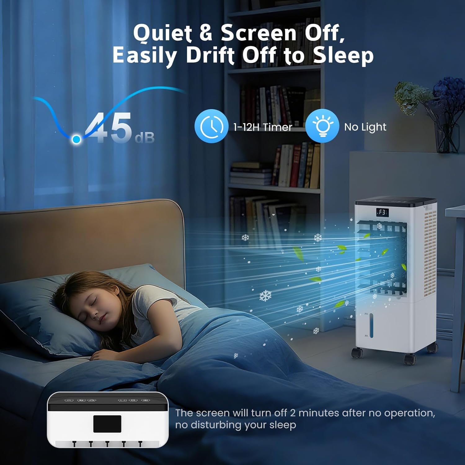 Climatiseur mobile - 8L, silencieux, 12h minuterie, 3 vitesses, 3 modes