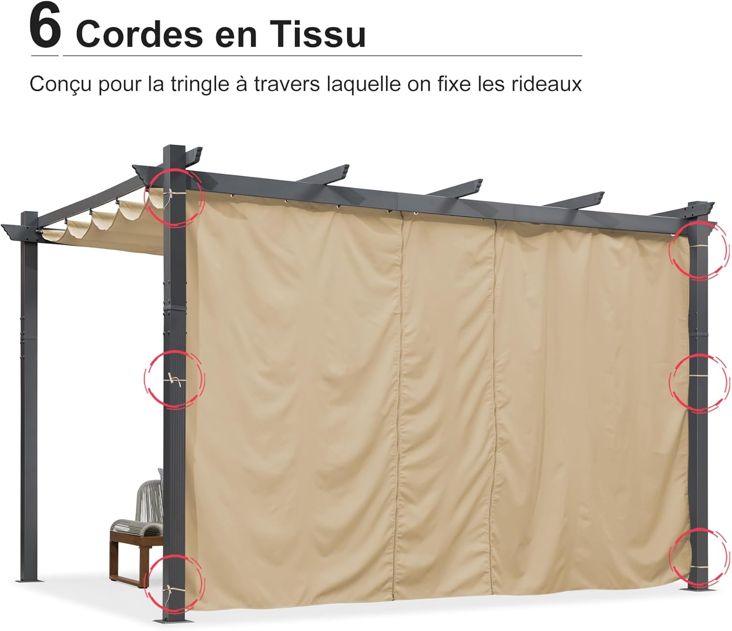 jardinite - Pergola aluminium série Rideau - 4x3m toit coulissant extérieur