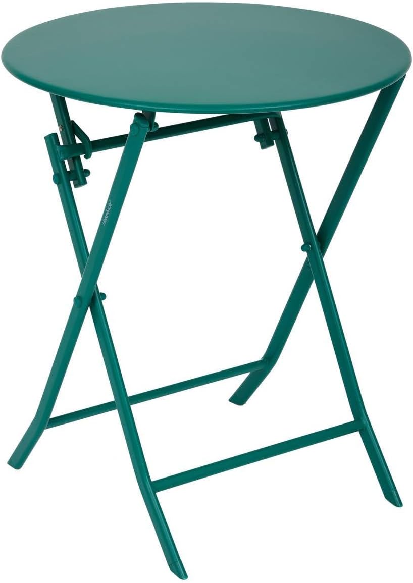 jardinite - Greensboro - Ø60cm - Table ronde pliante acier vert opale