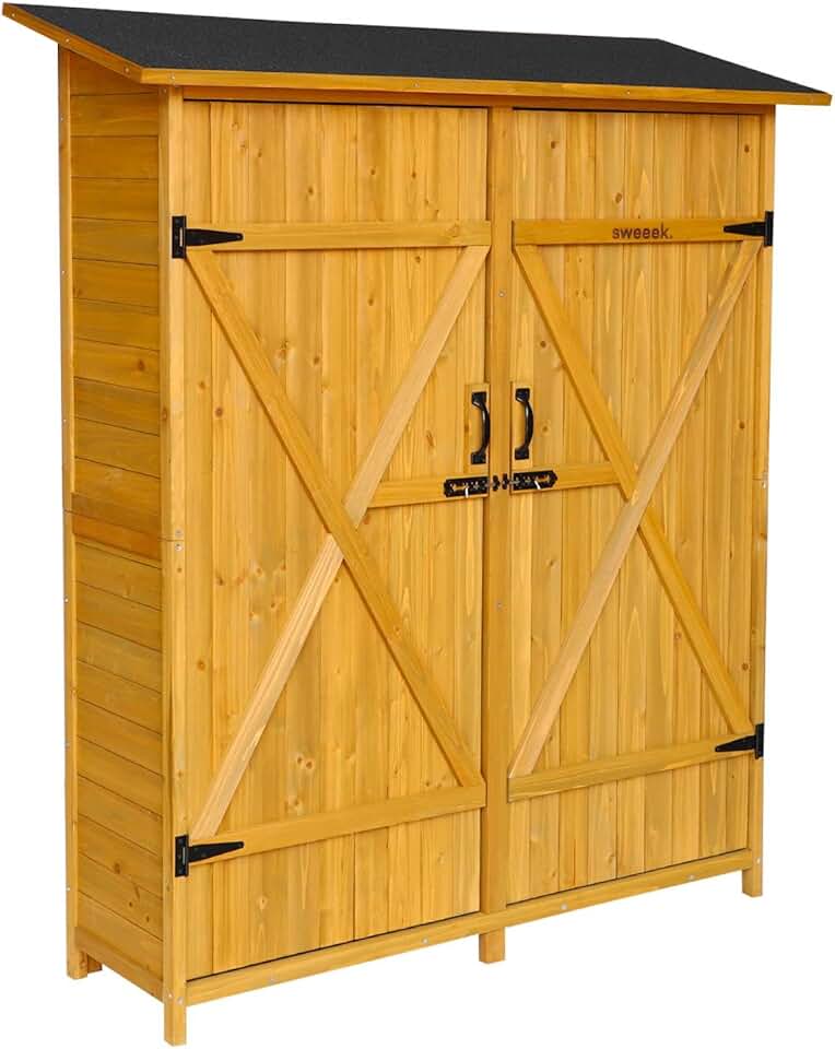 jardinite - Abri de jardin bois, 4 espaces, 140x50x162cm