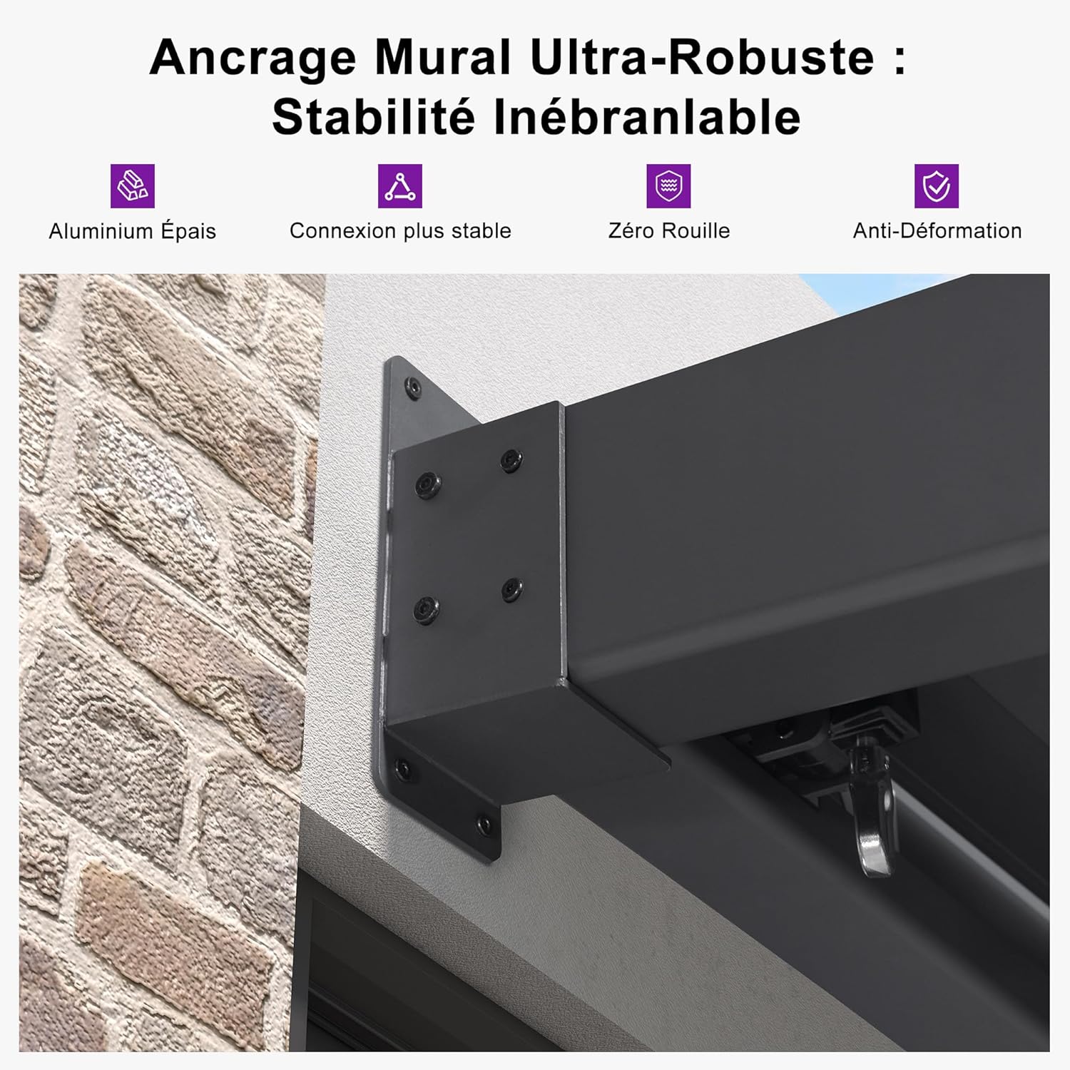 jardinite - Pergola adossée 3x3.65m aluminium lames orientables durable