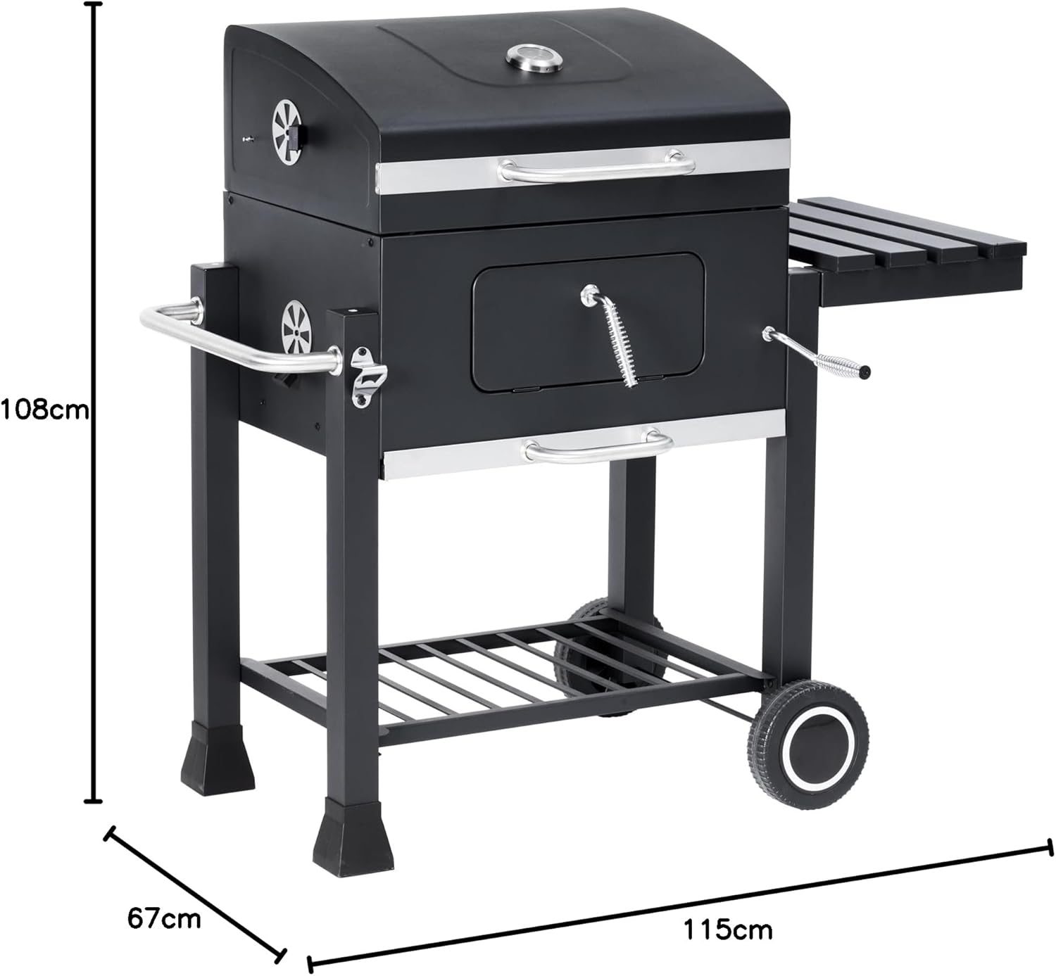 jardinite - Memphis - acier, grille, tablette pliable, roulettes, thermomètre, bac à cendres