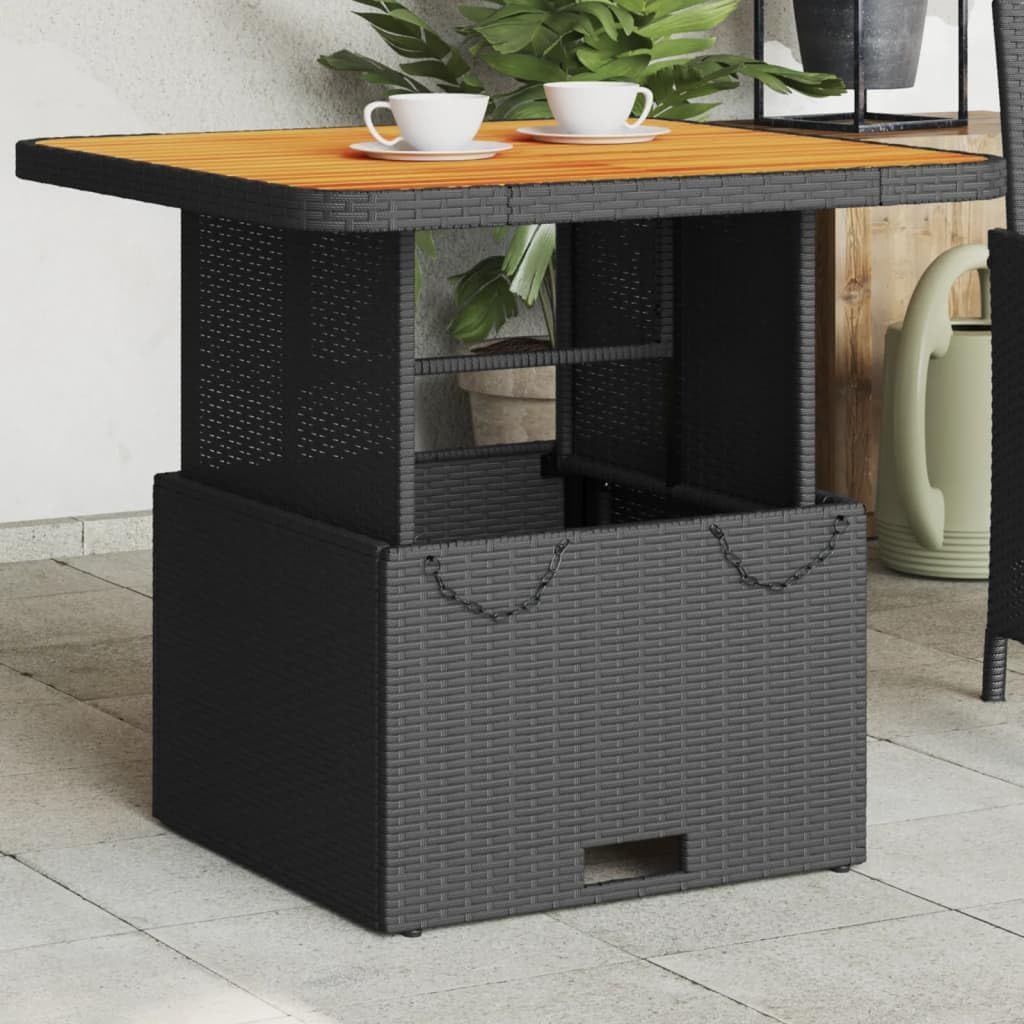 Table de jardin - 80x80x71 cm - résine tressée et bois d’acacia