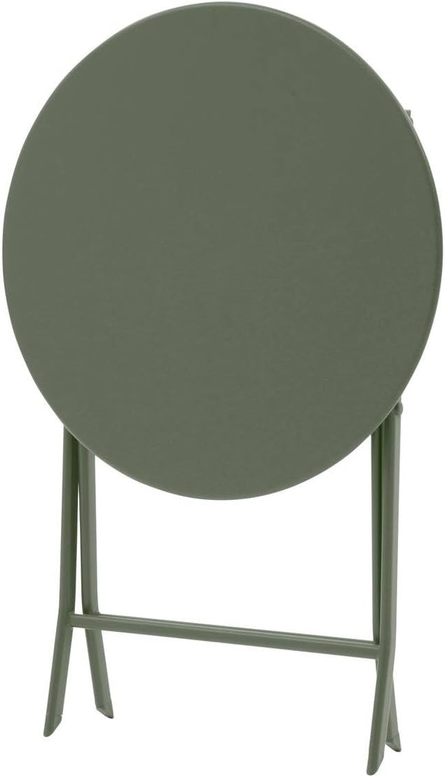 jardinite - Greensboro ronde 2 places - acier vert laurier renforcé - table de jardin pliante