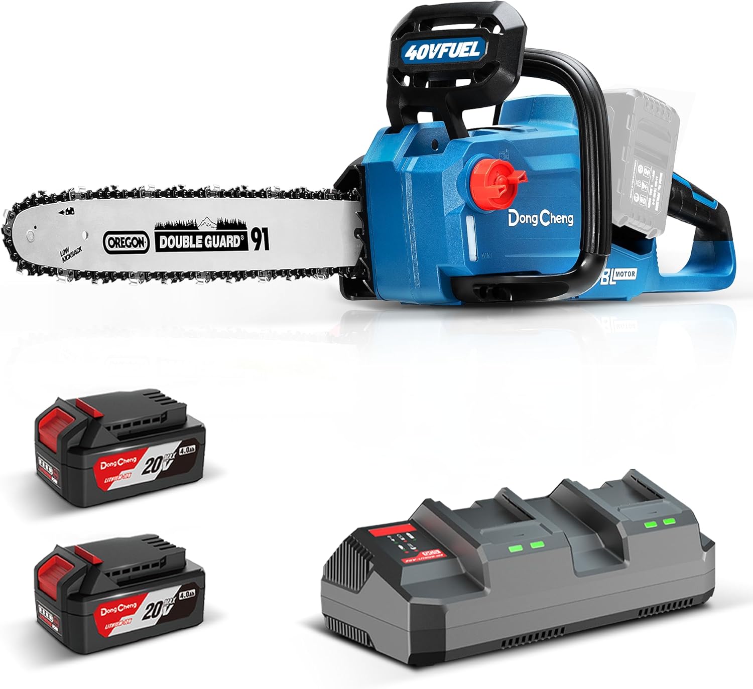 jardinite - Tronçonneuse sans fil 40V - 38 cm - Moteur brushless, 2 batteries 4 Ah