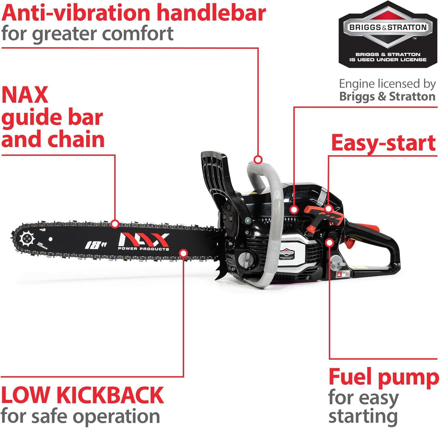 NAX POWER PRODUCTS 400C moteur 51,5 cm3 1,8 kW Briggs & Stratton produit sous licence guide 18