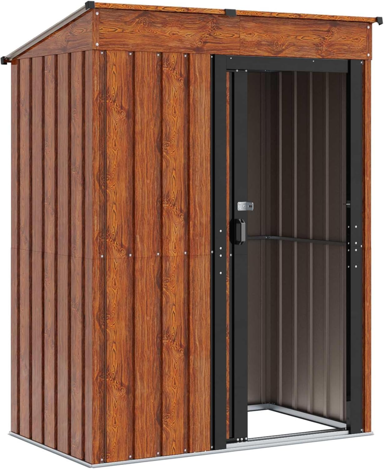 Abri de jardin en métal - 137x81x180 cm - marron, étanche, verrouillable, rangement outils/vélo