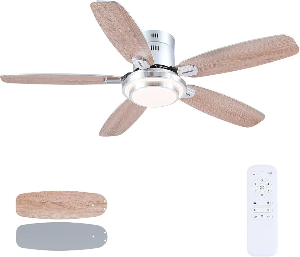 jardinite - Ventilateur Plafond DC 127 cm, LED, télécommande, 3 pales