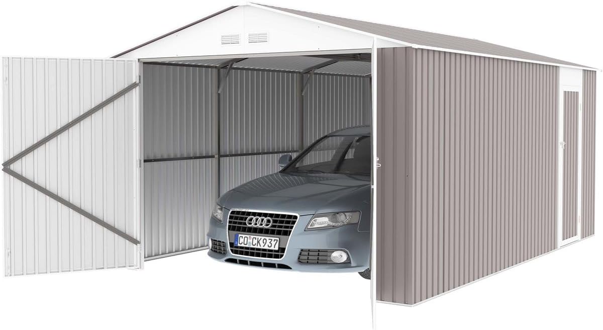 Garage métal Nevada - 15,36m² - porte battante - robuste et spacieux