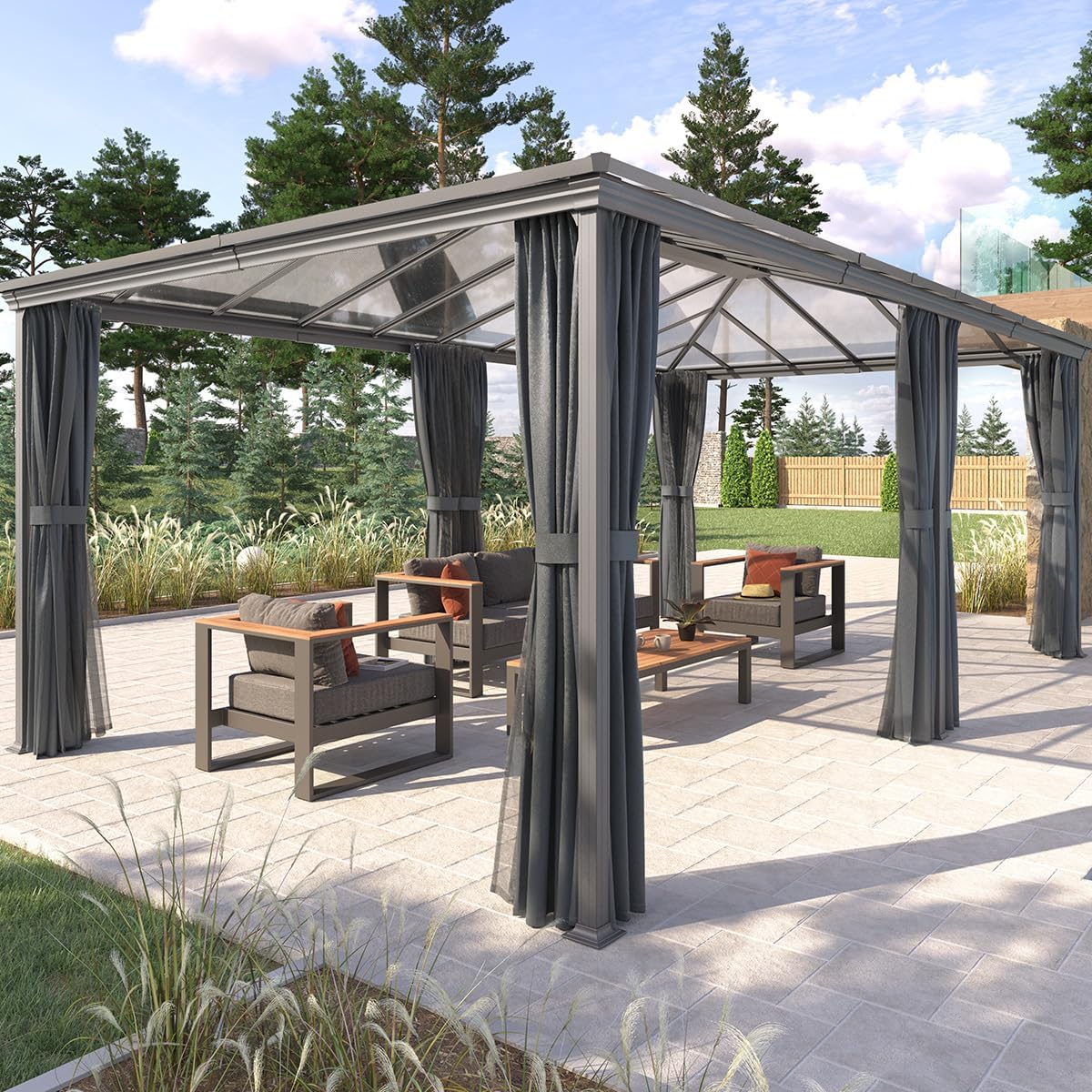 jardinite - Pergola Belize - 3,6x6m - Aluminium et polycarbonate