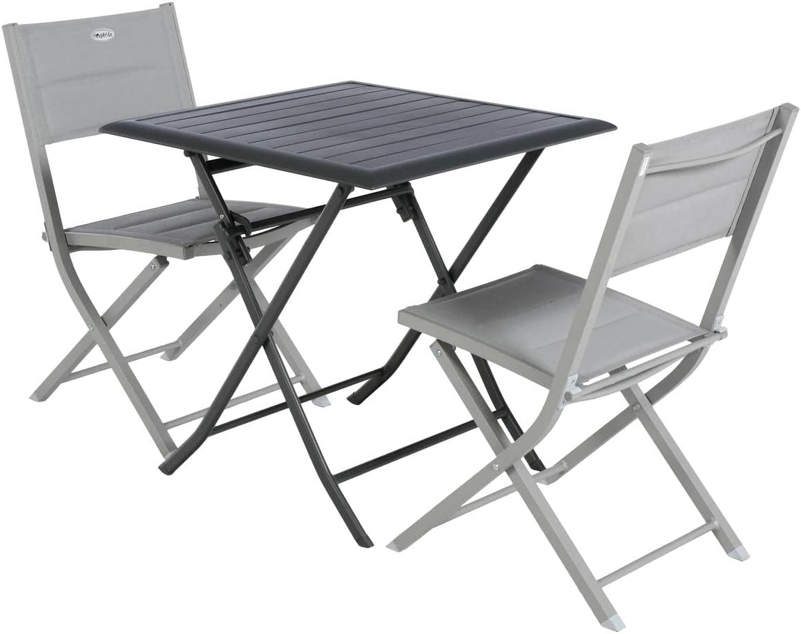 jardinite - Azua - table pliante 2 places 70x70cm aluminium gris