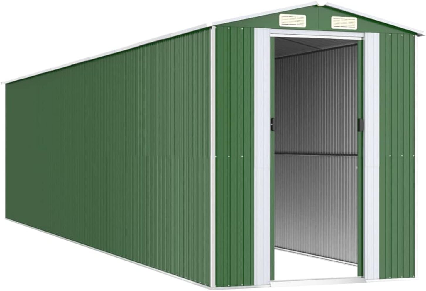 Abri de jardin extérieur - acier galvanisé vert - 192x855x223 cm