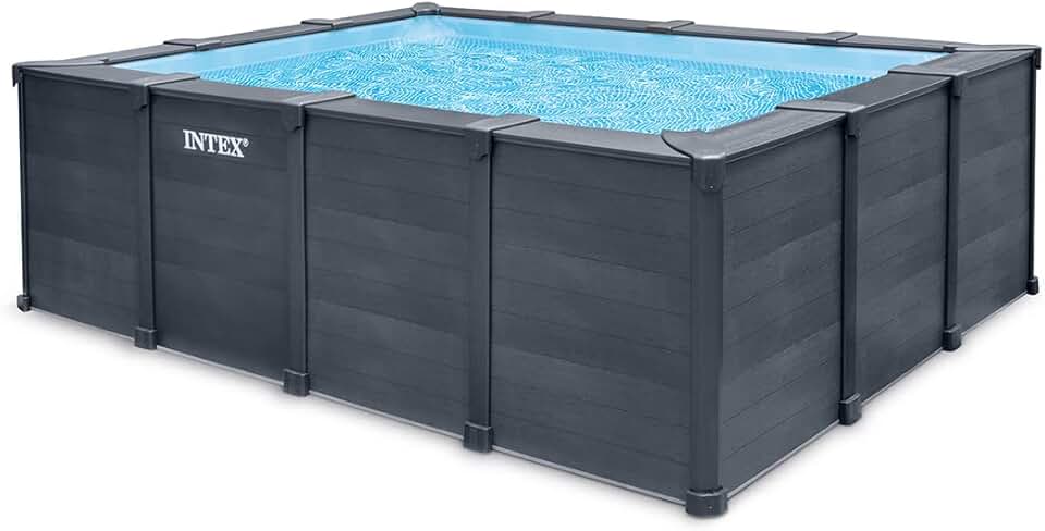 jardinite - 26396GN - Kit Piscine Tubulaire rectangulaire Graphite (L) 4,00 x (l) 3,00 x (h) 1,24m