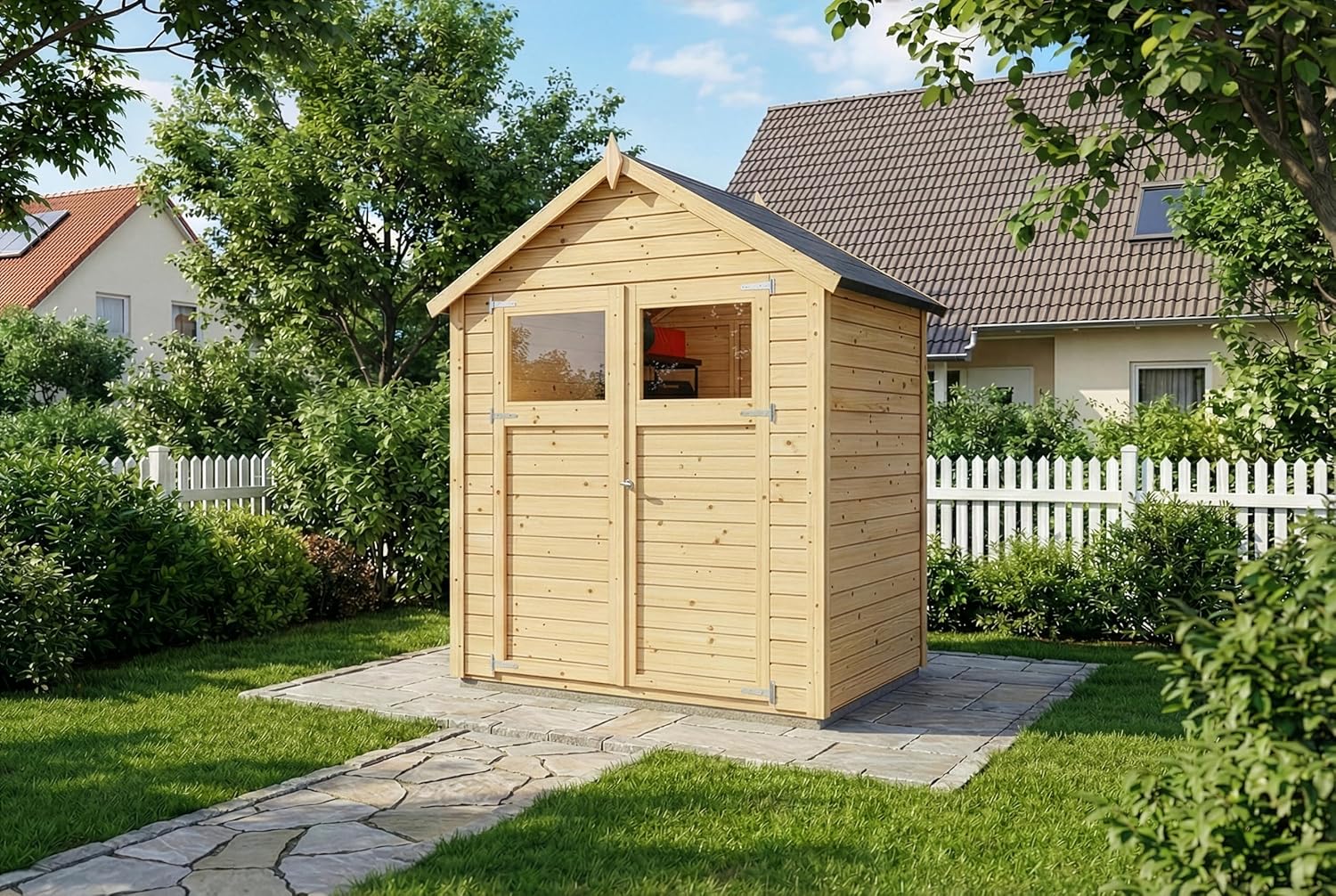 jardinite - cabane jardinite - bois, panneaux, toit double pente,  épaisseur