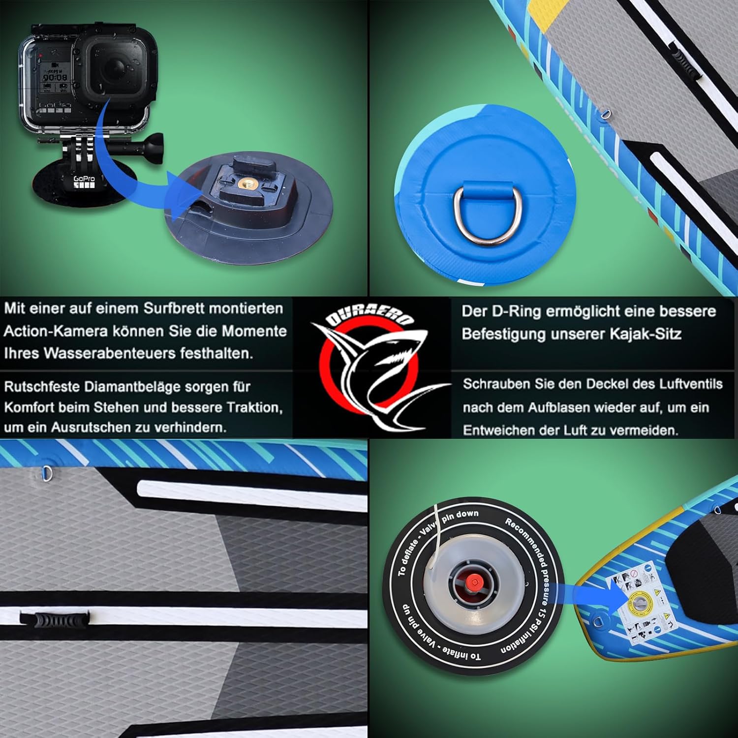 Paddle Gonflable Planche de Stand up Paddle Gonflable, 330 x 76 x 15 cm, jusqu'à 150 kg, Support GO-Pro, Accessoires complets