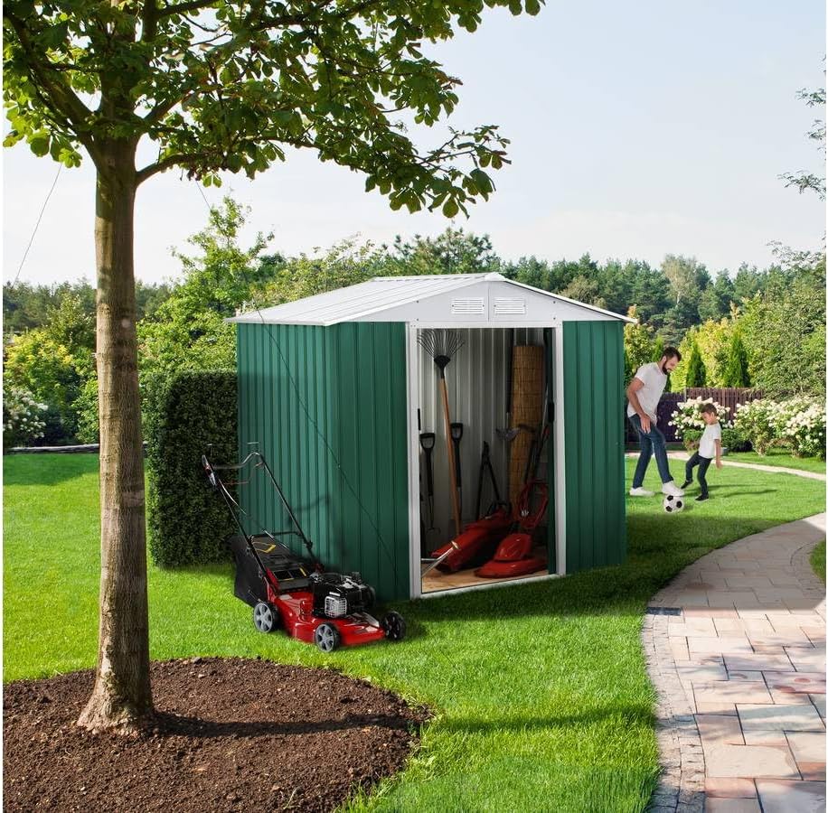 Abri de jardin métal - Rosas - 2,71 m² - structure robuste, vert