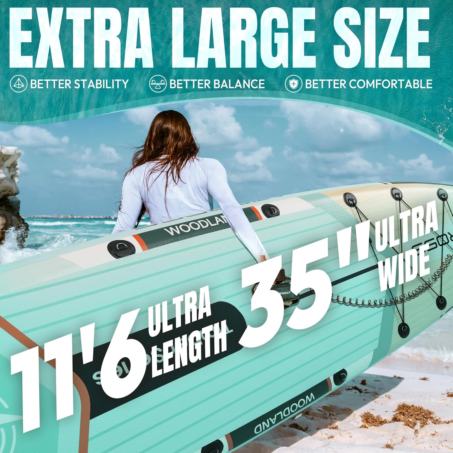 Planche à pagaie gonflable - adulte - 350x89x15 cm - 200 kg, kit SUP, grande stabilité