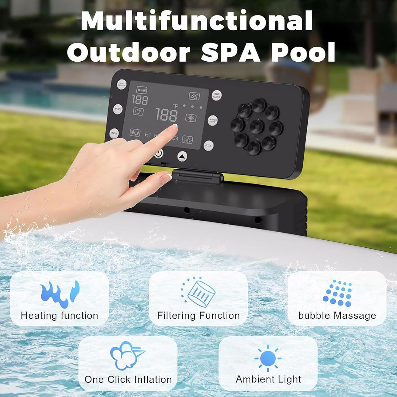 Spa gonflable 3-4 pers - 180cm - 150 jets, panneau contrôle, 42°C