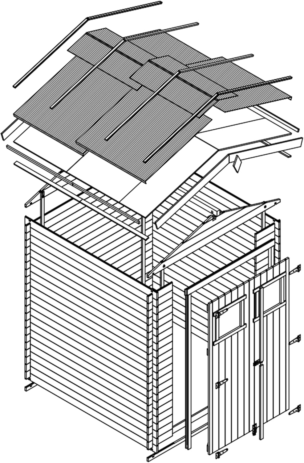 Abri de Jardin en Bois - Stockage extérieur I216xL206xH218 cm/ 3.53 m2 Petit abri à Outils, Local à vélos - jardinite M343