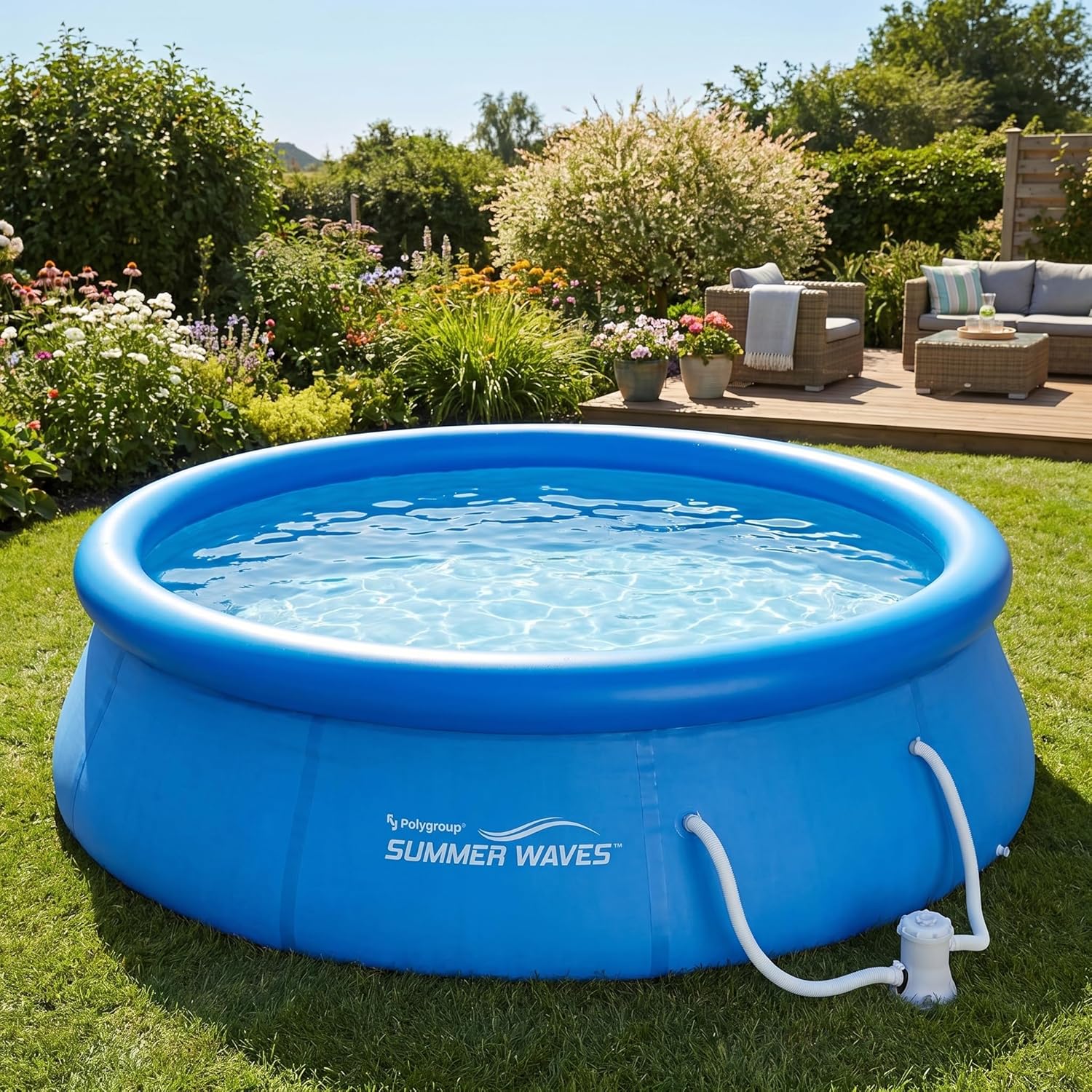 jardinite Piscine de 366 x 91 cm, installation rapide, idéale pour la famille, avec pompe de filtration