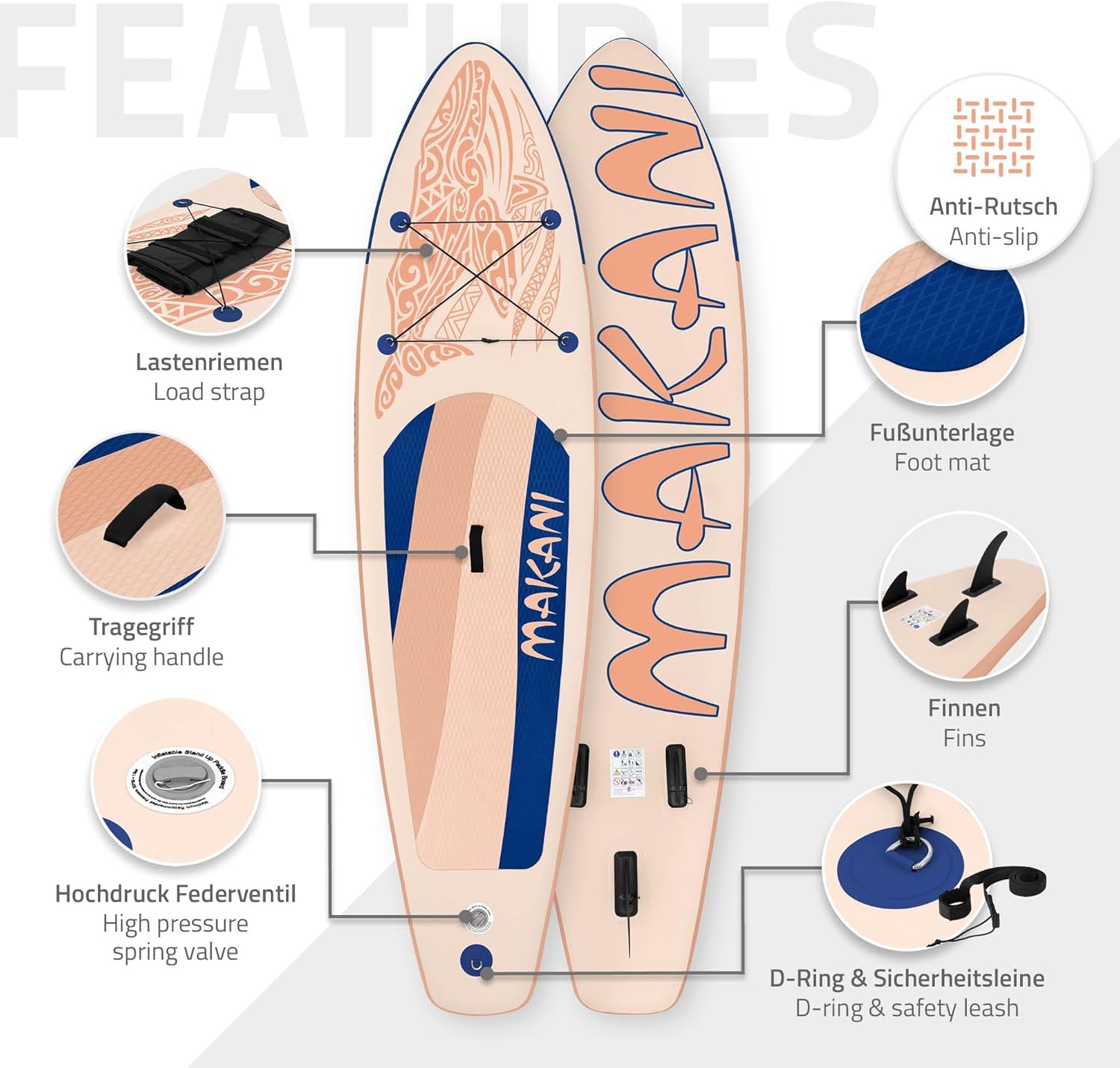 jardinite Stand Up Surf Paddle Board Gonflable 305/308/320/380 cm | PVC | jusqu'à 120/150 kg | Épaisseur 10/15 cm | Planche de Surf Pagaie Sac de Transport Pompe à Air | Diverses Couleurs Modèles