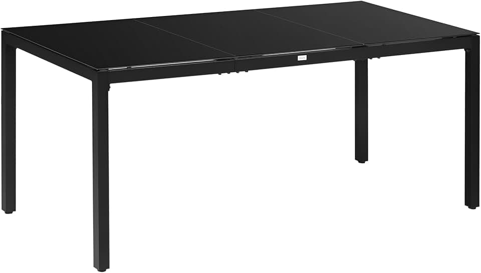 jardinite - Table rectangulaire extérieur - 180x80x72cm - Aluminium et verre noir