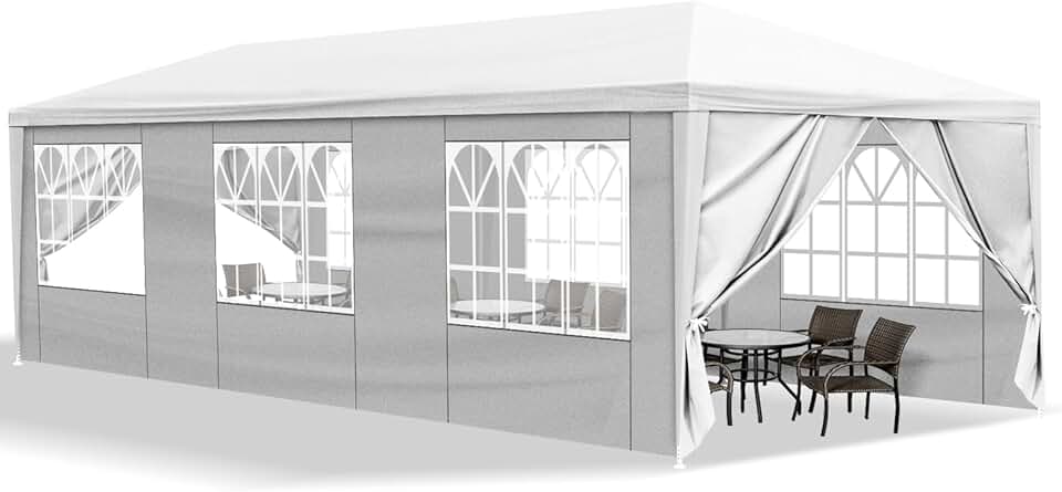jardinite - tonnelle de jardin Série PE - 3x9m - 8 parois, 6 fenêtres, imperméable