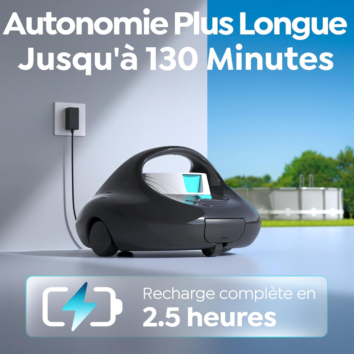 Pleco - Se Robot Piscine - 130 min, charge rapide, double moteur - nettoyage sans fil