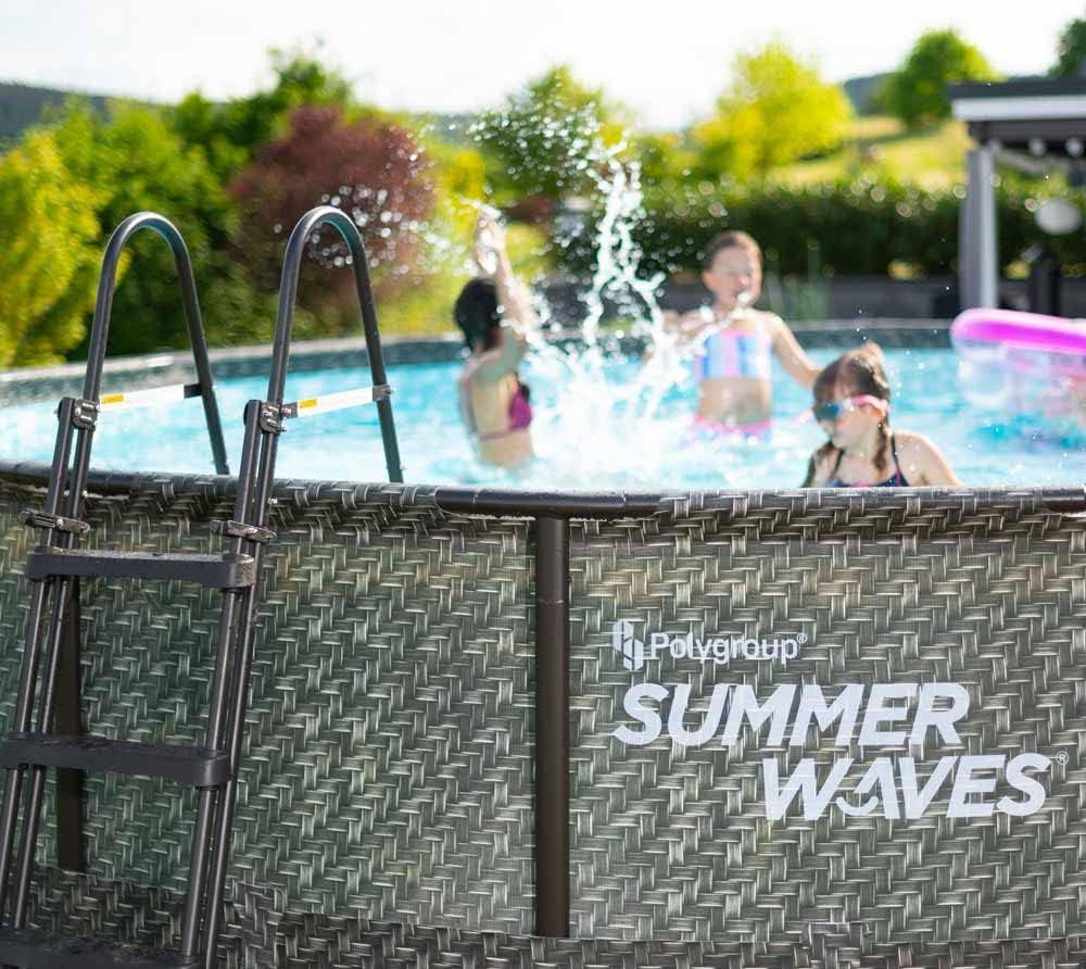 jardinite - Elite Frame rotin gris - Ø488x122 cm - Piscine hors-sol