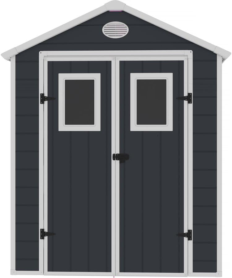 jardinite - Abri de Jardin Résine Texas 5.23 m² Anthracite - Ancrages Intérieurs - Antirouille/Anti-UV