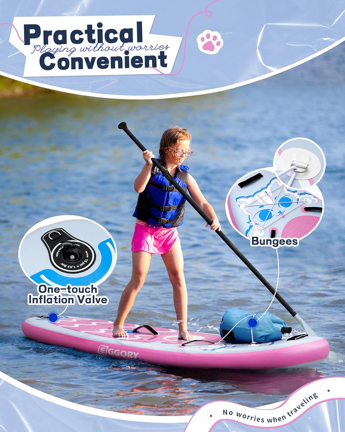 Planche de Paddle Gonflable - kit complet, pompe, sac, sangle