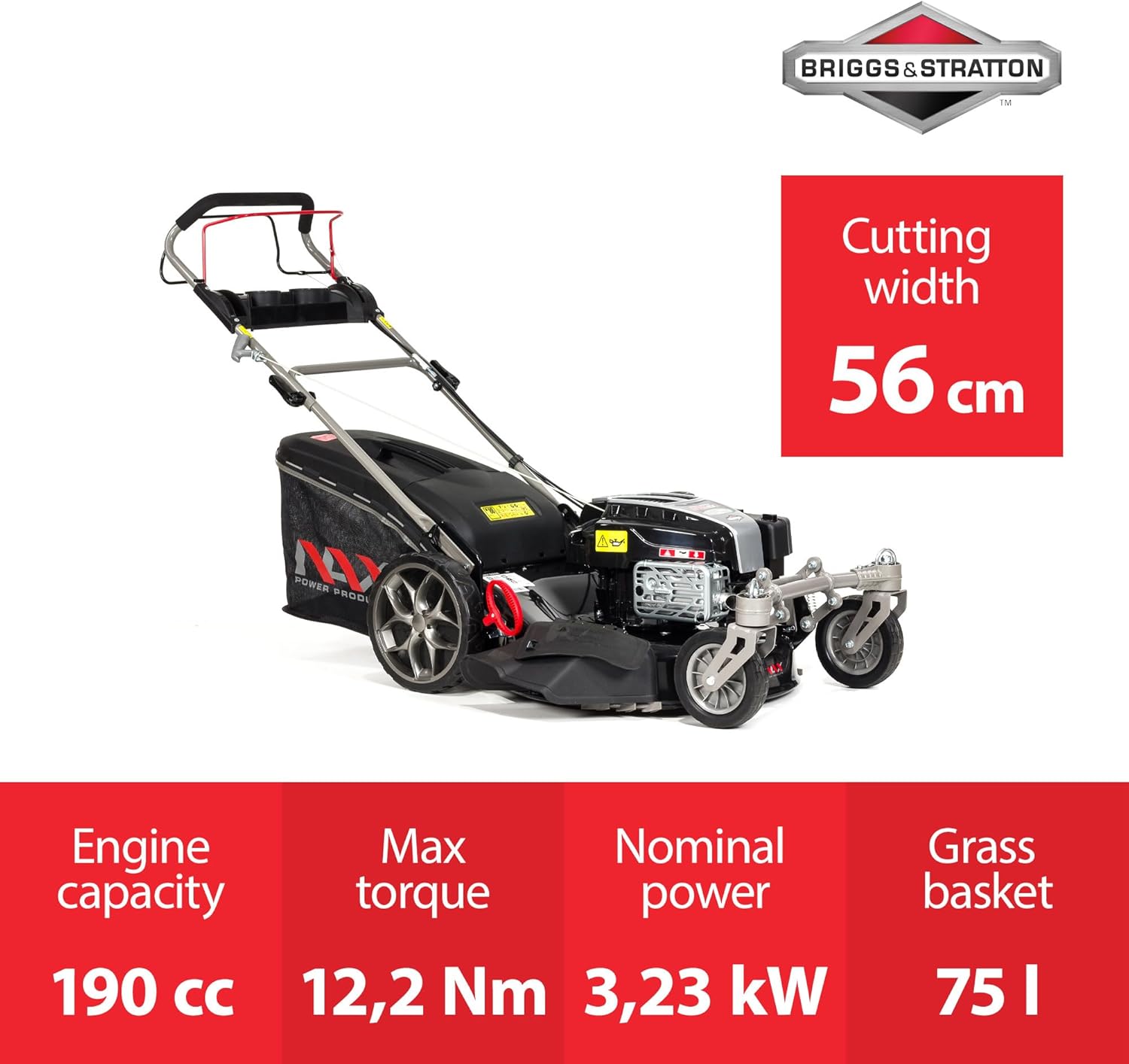 NAX POWER PRODUCTS - Briggs & Stratton 875Exi 190cm³ - coupe 56cm, panier 75L, roues pivotantes - 5000S