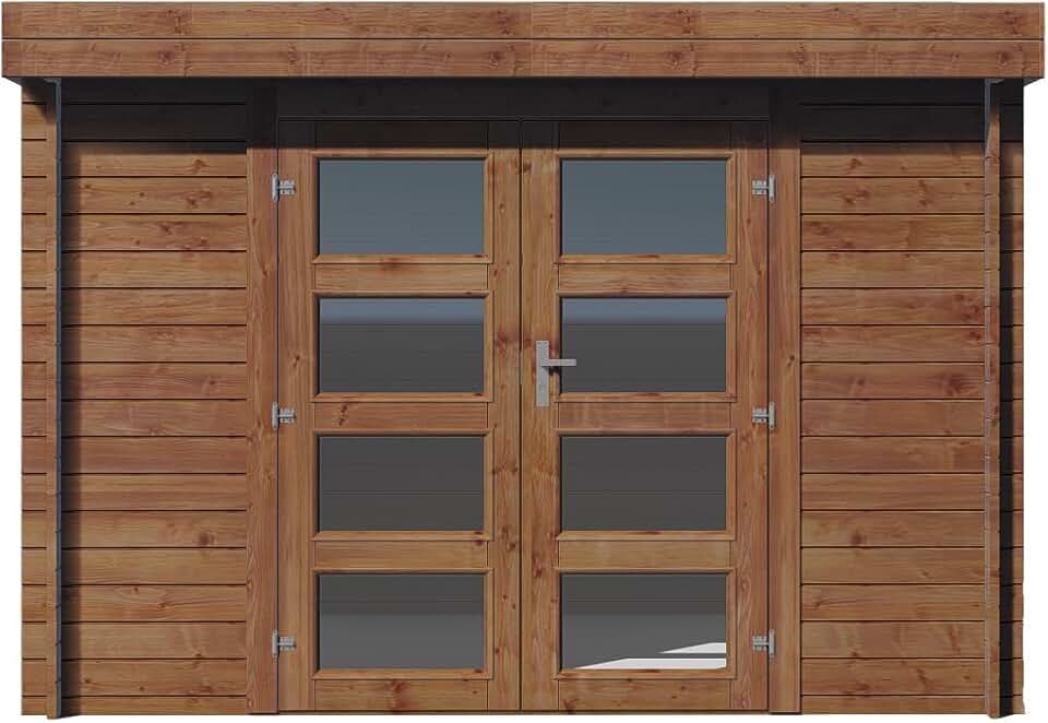 Abri de jardin bois traité - 28mm - 7.5m² - intérieur spacieux - INT024