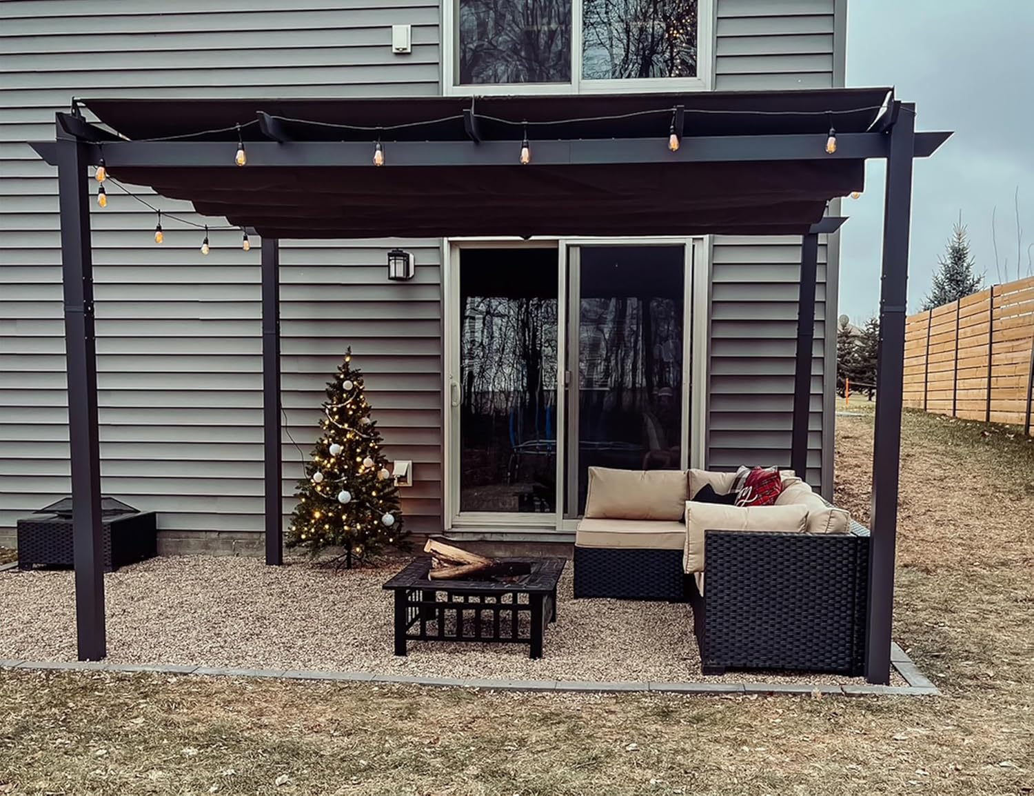 jardinite – pergola aluminium – 4x3m – toit rétractable, éclairage intégré