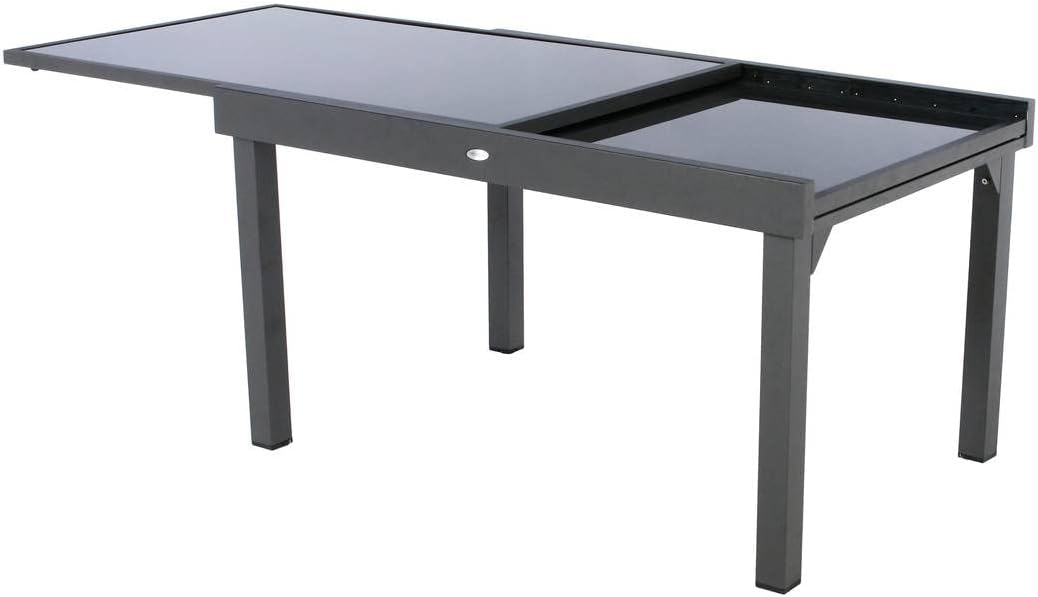 jardinite - Piazza extensible - 185/245x100 cm - aluminium verre trempé 10 places