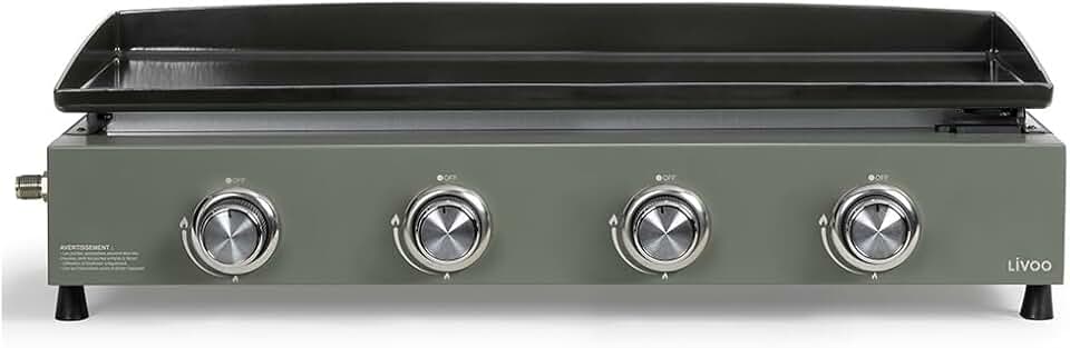 jardinite - plancha gaz 4 brûleurs - 78,5 x 34,5 cm - 10 kW, butane/propane, DOC325